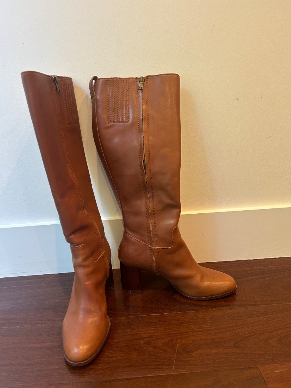 Madewell brown leather high boots worn once 8.5